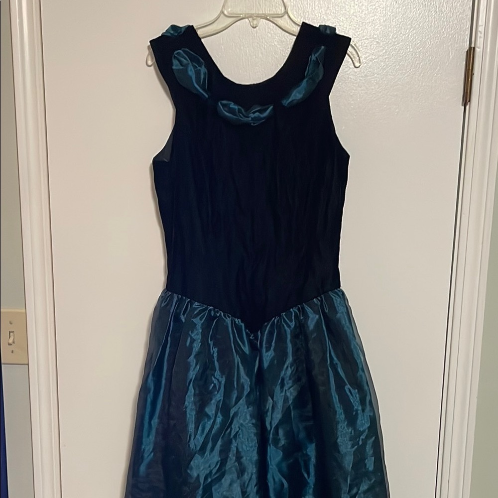 Roberta Bridal Black and Teal Maxi Dress